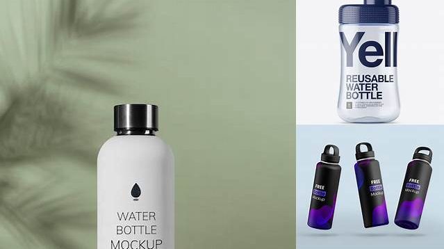 9926+ Transparent Reusable Water Bottle with Matte Cap PSD Mockup High-End PSD Download