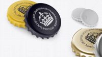 9928+ Two Matte Bottle Caps PSD Mockup Half Side View High-Angle Shot Premium Free Graphic Resource