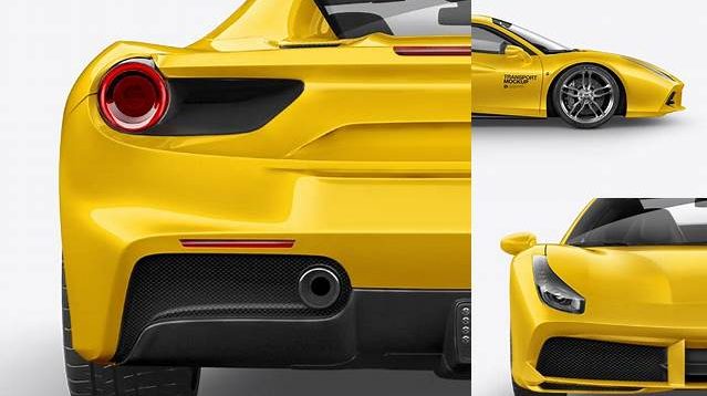 9933+ Ferrari 488 PSD Mockup Back view PSD Free Download