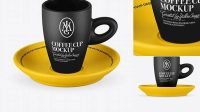 9933+ Matte Cup and Saucer PSD Mockup High-Angle Shot Creative and Modern PSD Freebie