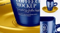 9934+ Metallic Cup and Saucer PSD Mockup High-Angle Shot Versatile PSD Mockup File