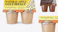 994+ Cinnamon Apple Sauce 4-6 Oz. Cups PSD Mockup Front View Creative Photoshop Resources