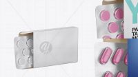 9940+ Paper Box With Tablets In Blister PSD Mockup Half Side View Digital Download