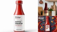 9941+ Matte Ketchup Bottle PSD Mockup Custom Design Freebie PSD