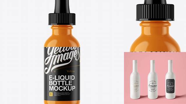 9943+ Ceramic E-Liquid Bottle PSD Mockup Smart PNG Image