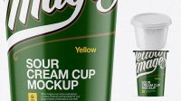 9949+ Matte Sour Cream Cup PSD Mockup High-Angle Shot Versatile and Modern PSD Mockup