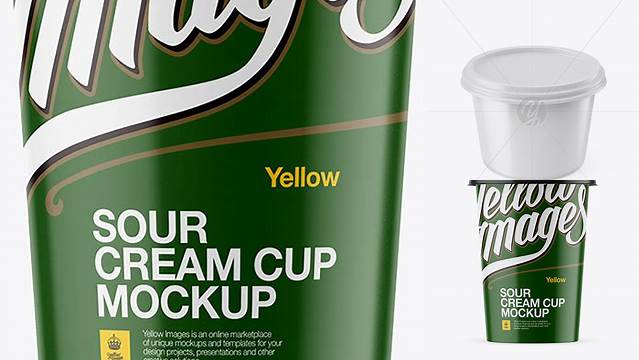 9949+ Matte Sour Cream Cup PSD Mockup High-Angle Shot Versatile and Modern PSD Mockup