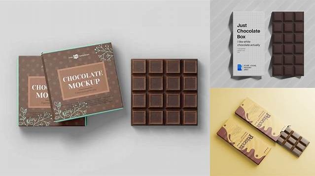 9952+ Metallic Square Chocolate Bar PSD Mockup Front View Versatile PSD Mockup File