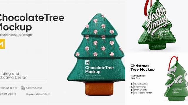 9957+ ?hristmas Chocolate Foil-Wrapped Tree PSD Mockup Half Side View Professional Photoshop Design Freebie