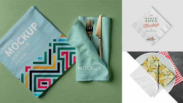 9958+ Napkin Mockup Free Easy Editable