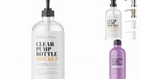 996+ Clear Liquid Soap Bottle with Pump PSD Mockup Easy-to-Use PSD Template