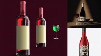 9964+ Burgundy Style Bottle PSD Mockup Front View High-Quality Design Free PSD