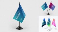 997+ Glossy Desk Flags PSD Mockup Modern and Unique Freebie PSD