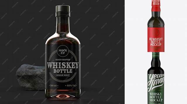 9971+ Dark Green Glass Bottle with Whisky PSD Mockup Premium Freebie for Designers