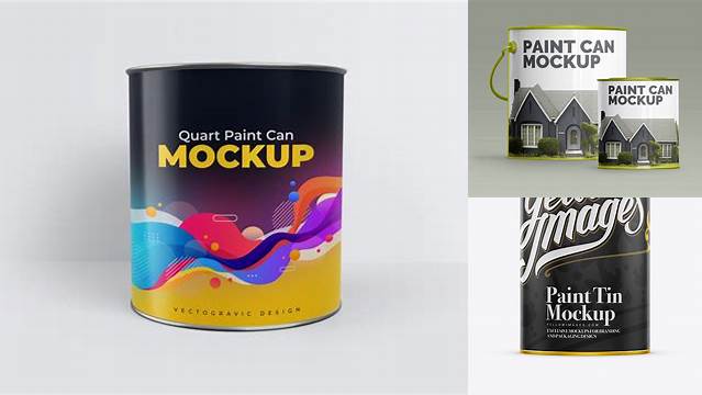 9973+ Paint Tin PSD Mockup Eye-Level Shot Exclusive PSD Design Freebie