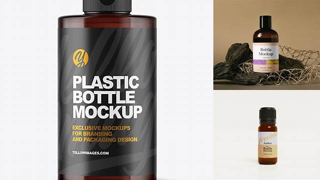 9976+ Amber Plastic Bottle PSD Mockup Elegant Free Template