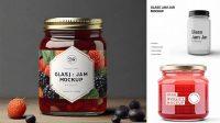 9977+ Glass Jar with Cherry Jam PSD Mockup Advanced Editable PSD