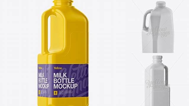 9977+ Gloss Plastic Milk Jug PSD Mockup Halfside Back View Versatile Photoshop Freebie