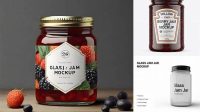 9978+ Glass Jar with Raspberry Jam PSD Mockup Front View Free PSD Mockup Resource