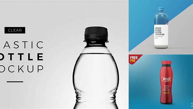 998+ Plastic Bottle PSD Mockup Front View High-Angle Shot PSD Download