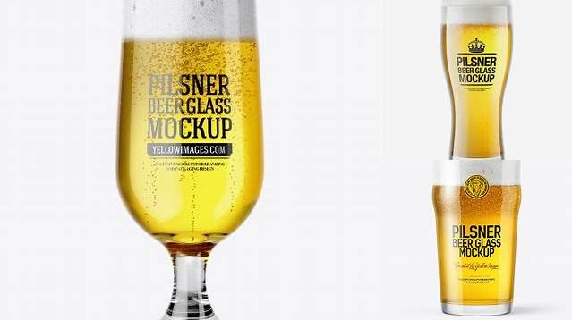 9984+ Embassy Glass with Pilsner Beer PSD Mockup Advanced Editable PSD