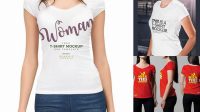 9986+ Women’s Slim-Fit T-Shirt PSD Mockup Back View Premium Free Graphic Resource