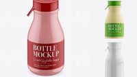 9991+ Glossy Small Plastic Dairy Bottle PSD Mockup Front View Creative High-Resolution PSD Freebie