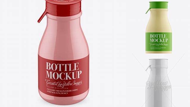 9991+ Glossy Small Plastic Dairy Bottle PSD Mockup Front View Creative High-Resolution PSD Freebie