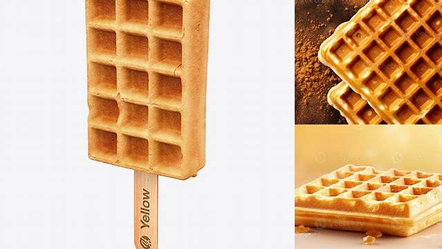 9994+ Belgian Waffle On Stick PSD Mockup Half Side View High Angle Shot For Free Download