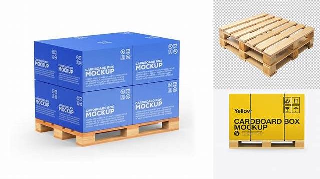 9995+ Wooden Pallet With Carton Box PSD Mockup Front View Elegant and Versatile PSD Resource