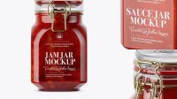 9998+ 900ml Salsa Sauce Glass Jar with Clamp Lid PSD Mockup Half Side View High-End Layered Mockup Free