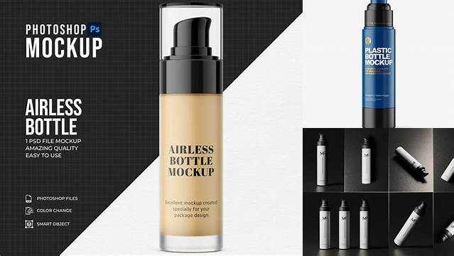 9998+ Airless Pump Bottle Mockup For Free Download